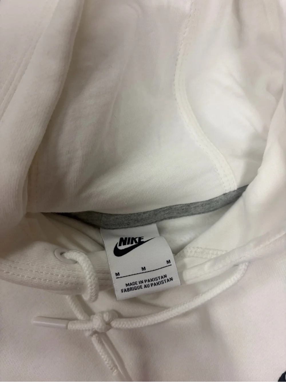 Nike Men’s White Crewneck Hoodie with Black Swoosh